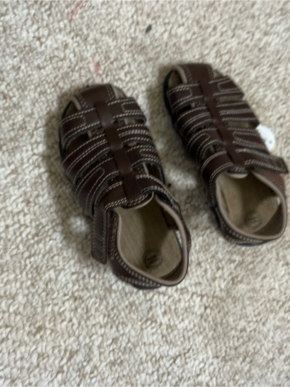 Wonder Nation Brown Boys Fisherman Sandals with Contrast Stitching